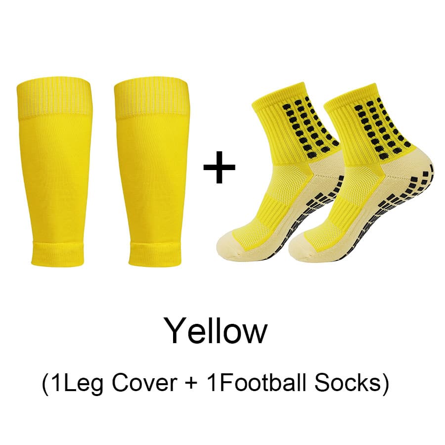 2-Pack Soccer Sleeves Training Thick Towel Bottom Mid-Calf Non-Slip Men's and Women's Sports Socks Shin Guards