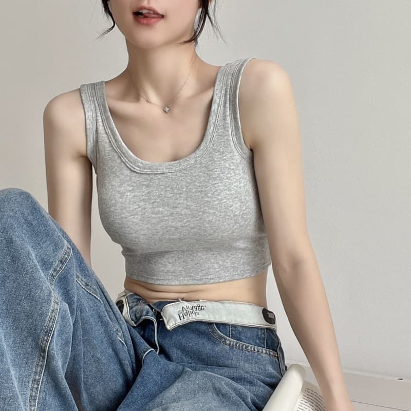Pure Cotton Vest for Women with Chest Pads, Suitable for Layering or Wearing Alone, Student Style, Sports, Yoga, Chest Wrap, Beautiful Back, Sleeveless Top, Backless Camisole