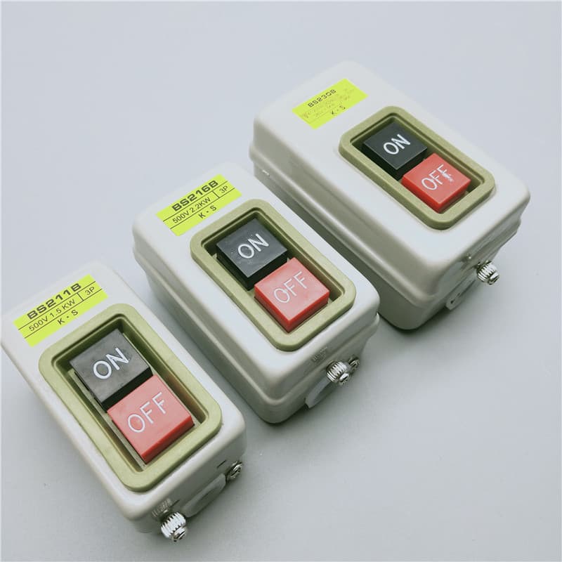 Three-Phase Single-Phase Motor Start Button Switch Power Press Buckle 220V 380V BS211B 216B 230B