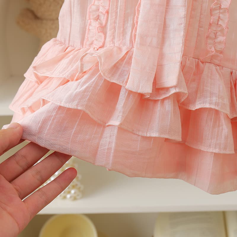Baby Bodysuit Summer Newborn Bow Cake Dress Bodysuit, Girl Full Moon 100-Day Princess Dress