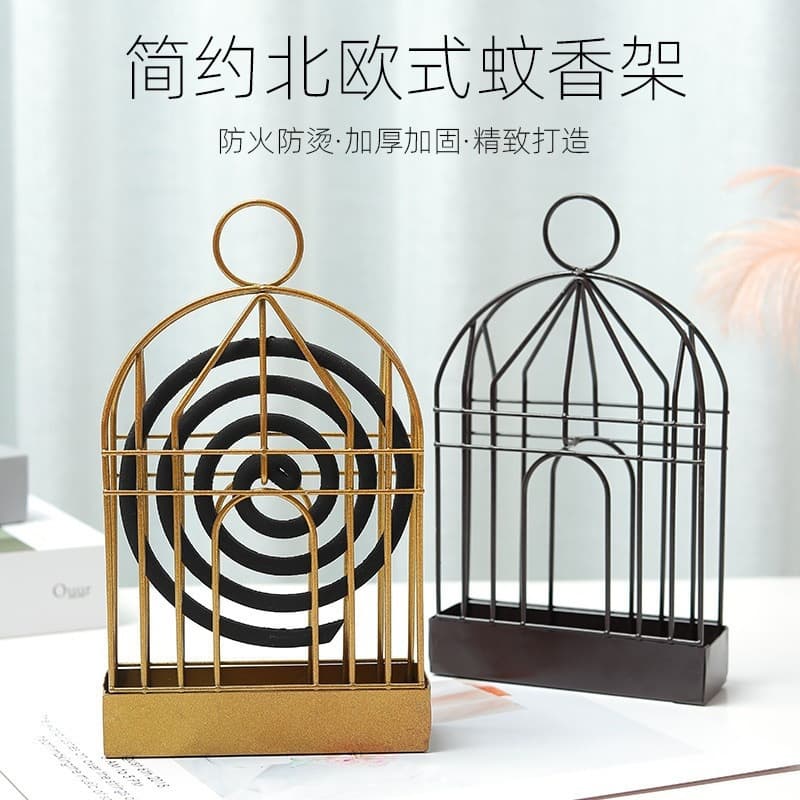 Creative Hanging Metal Nordic Birdcage Incense Coil Holder, Fireproof Sandalwood Ash Tray, Mosquito Coil Burner