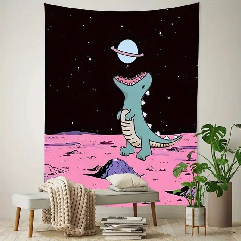 Cute and fun dinosaur tapestry room decoration wall hanging space planet tapestry for room decor