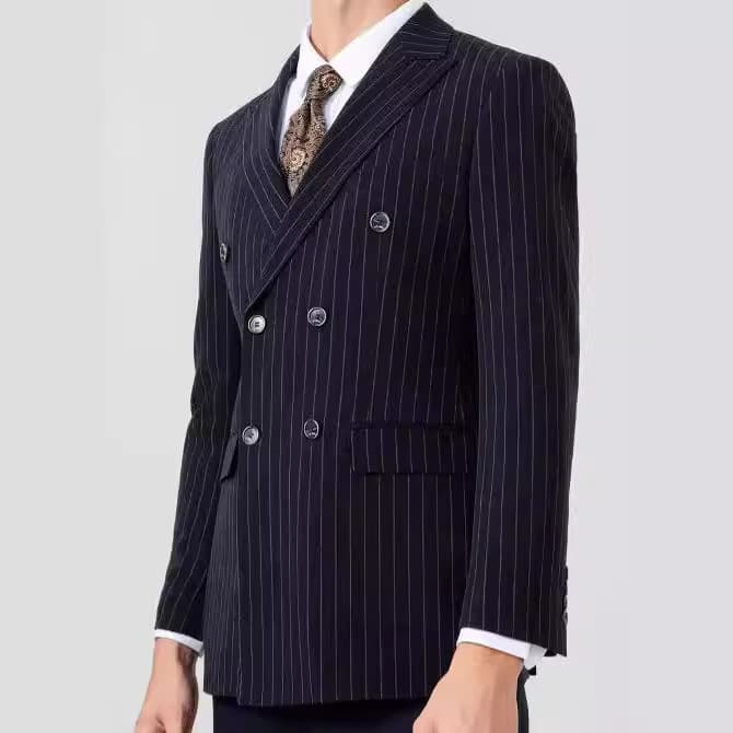 Cross-border hot style veneer single Watson Paul suit men's black striped slim casual jacket light business