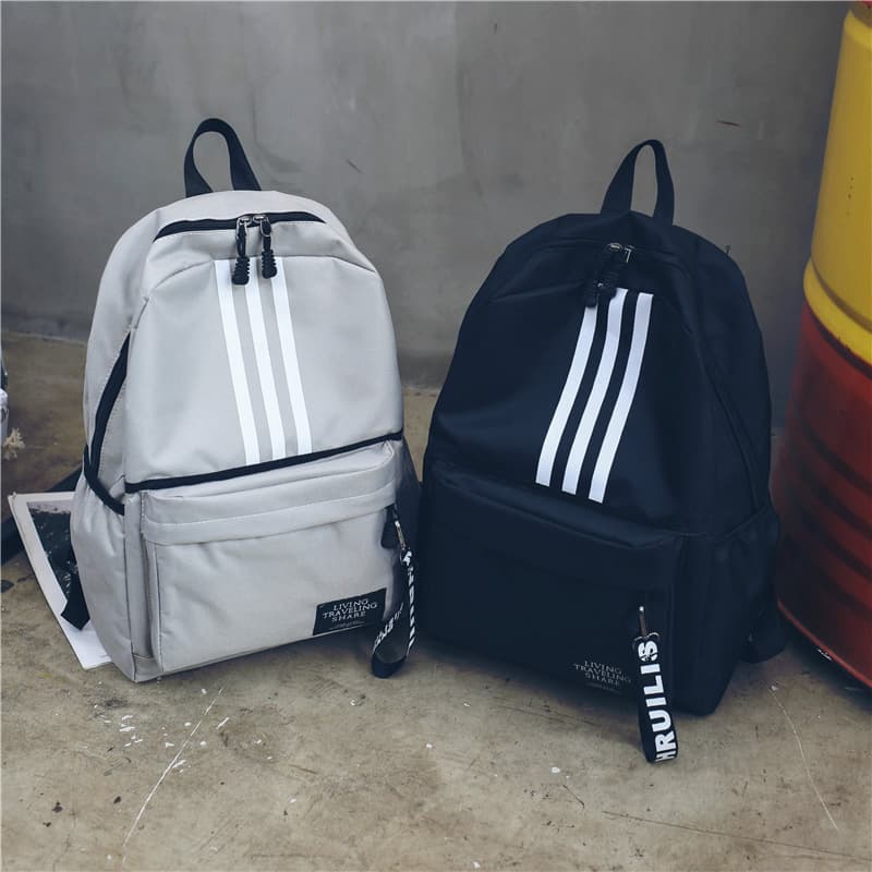 College Style Middle School Student Backpack 2023 New Korean Simple Striped Large Capacity Double Shoulder Bag Unisex