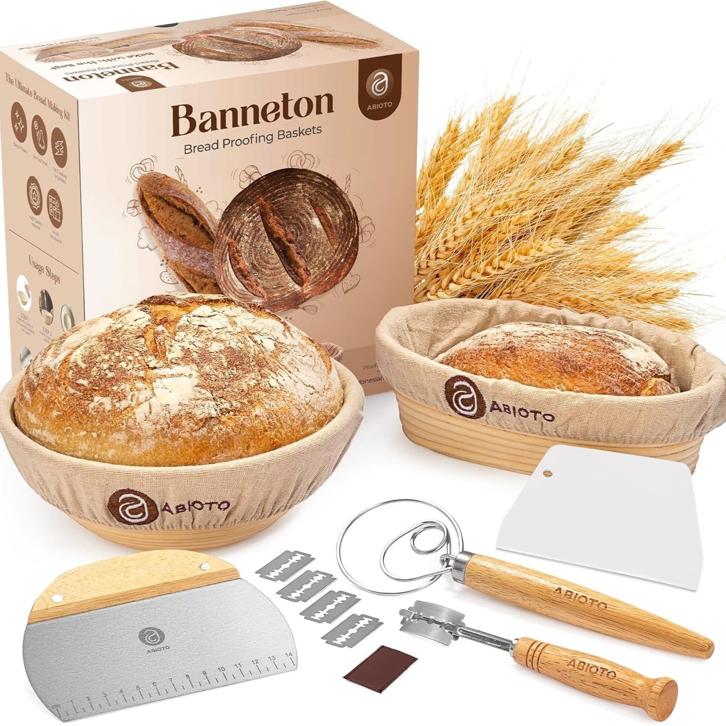 Amazon Bread Baking Supplies Rattan Banneton Proofing Basket Tool Set