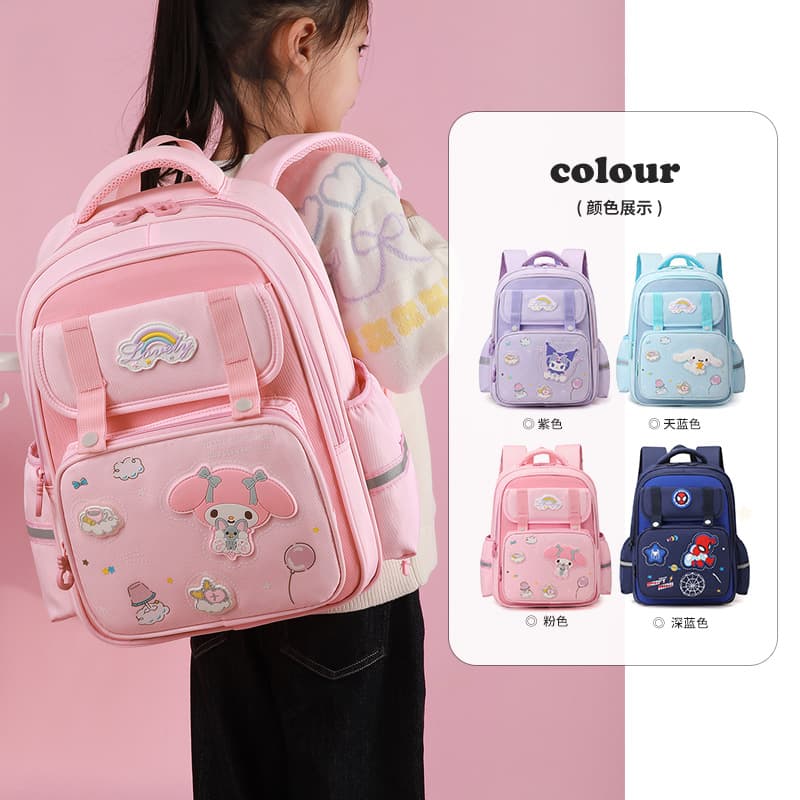 New schoolbag for primary school students, third-grade girl's burden-reducing spine-protecting backpack, cute cartoon large-capacity children's backpack