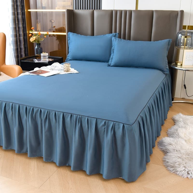 Bed Cover Bed Skirt Style Bed Cover Single Piece Protector 1.5m 1.8m Bed Sheet with Skirt Bed Fitted Sheet 180x200 Three-Piece F^