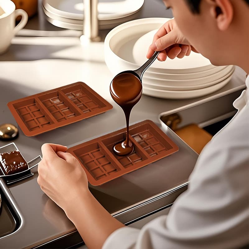 Cross-border Stock DIY 8-Cell Large Chocolate Mold High-Temperature Resistant Baking Tool Food-Grade Silicone Chocolate Mold