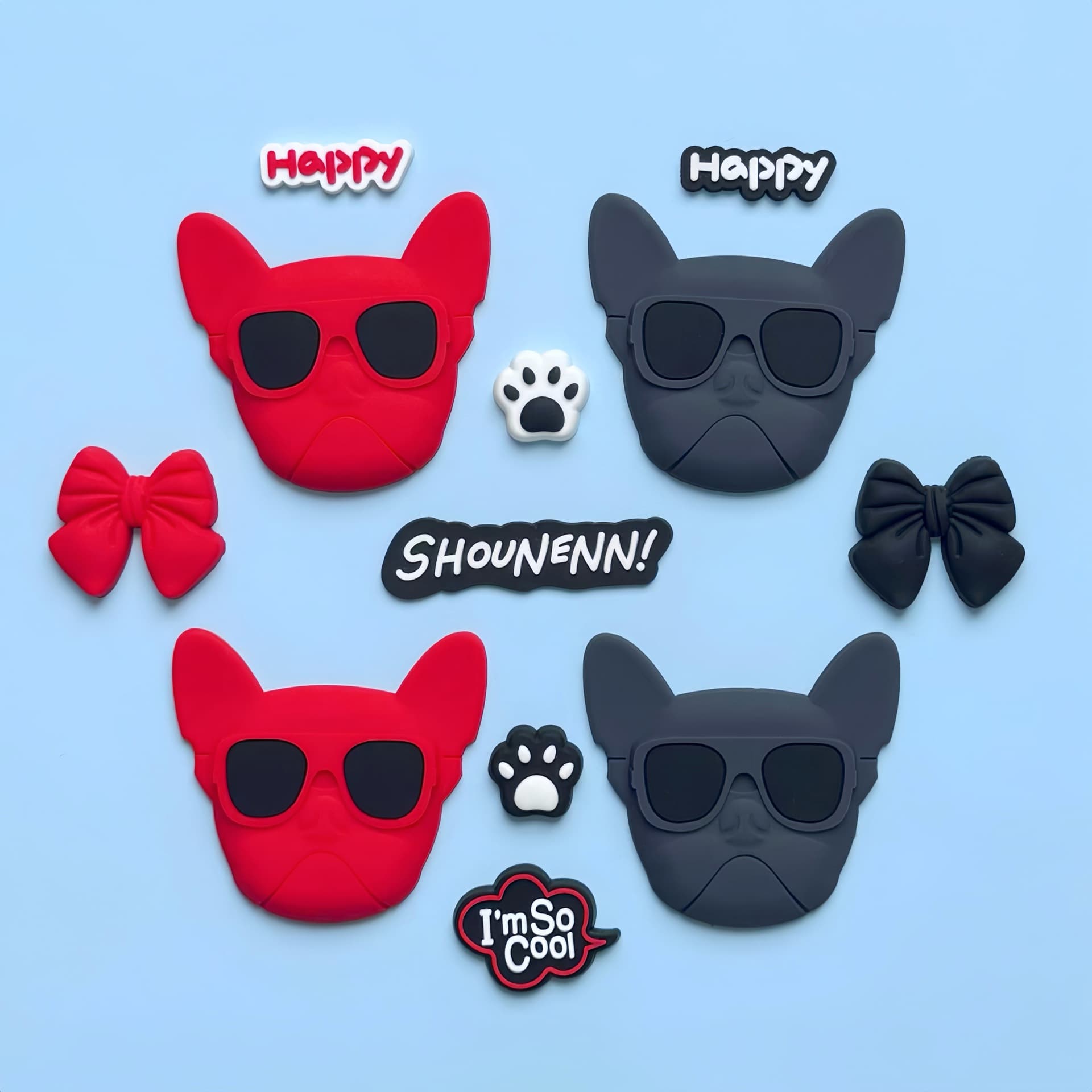Silicone Soft PVC Youth Popular French Bulldog Soft Phone Case DIY Crocs Shoe Charms Decorations No Adhesive Backing