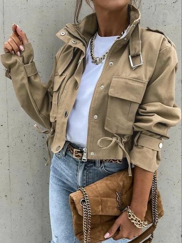 O 70412 High Neck Zip Jacket Printed High Neck Jacket European and American Cross-border Amazon