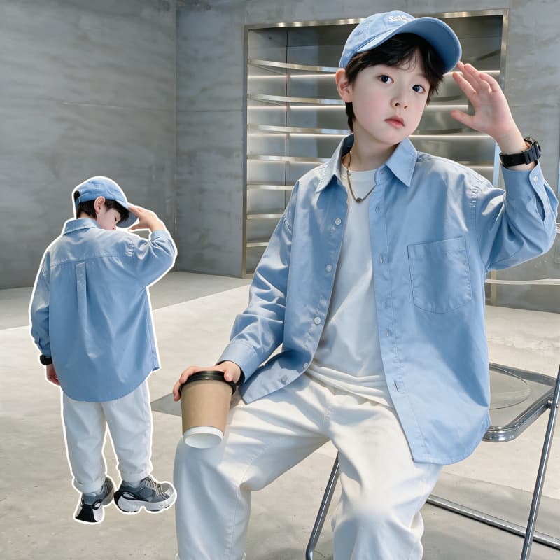 Children's shirt boys summer baby new thin long-sleeved loose shirt casual style for big children