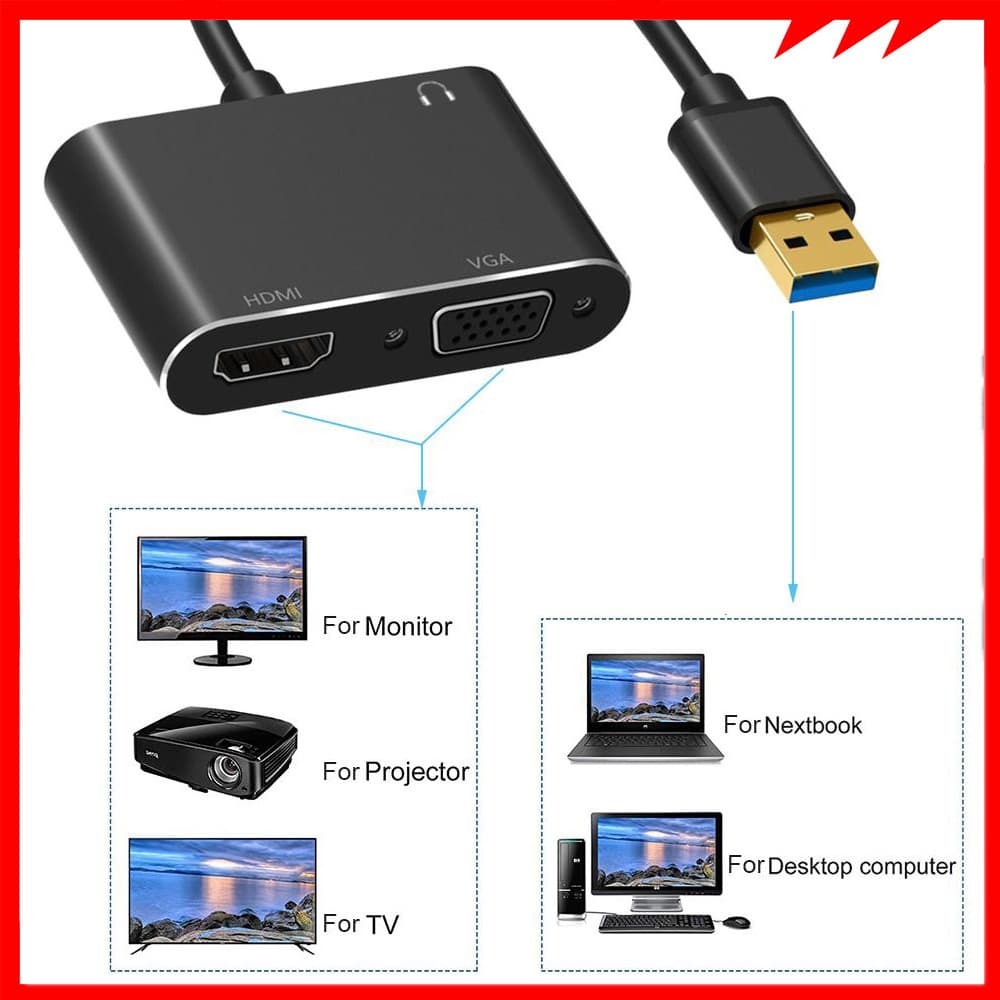 Driver-free USB2.0/3.0 to HDMI supports sound usb to hdmi 1080P computer host to TV