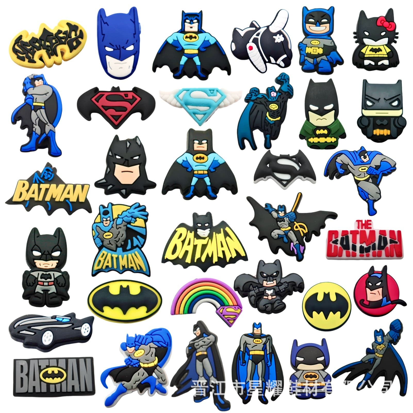 Cartoon Batman series clogs with detachable PVC soft rubber shoe buckles - wholesale available.