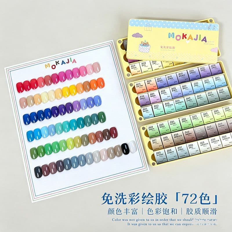 MC Mocha Nails 72 Colors No-Wash Painted Glue High Saturation Line Drawing Powder Gradient Pat Steel Plate Printing Glue Nail Polish