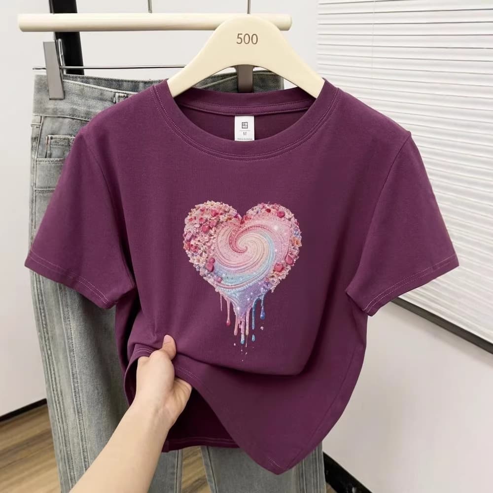 2026 Summer New Style Square Shoulder Short Sleeve T-Shirt for Plus Size Women Fashion Design Half Sleeve Top