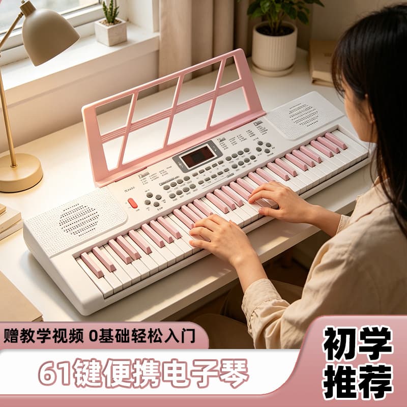 Factory wholesale entry-level electronic keyboard piano for beginners and students, multi-functional plastic 61-key children's electronic keyboard for home use