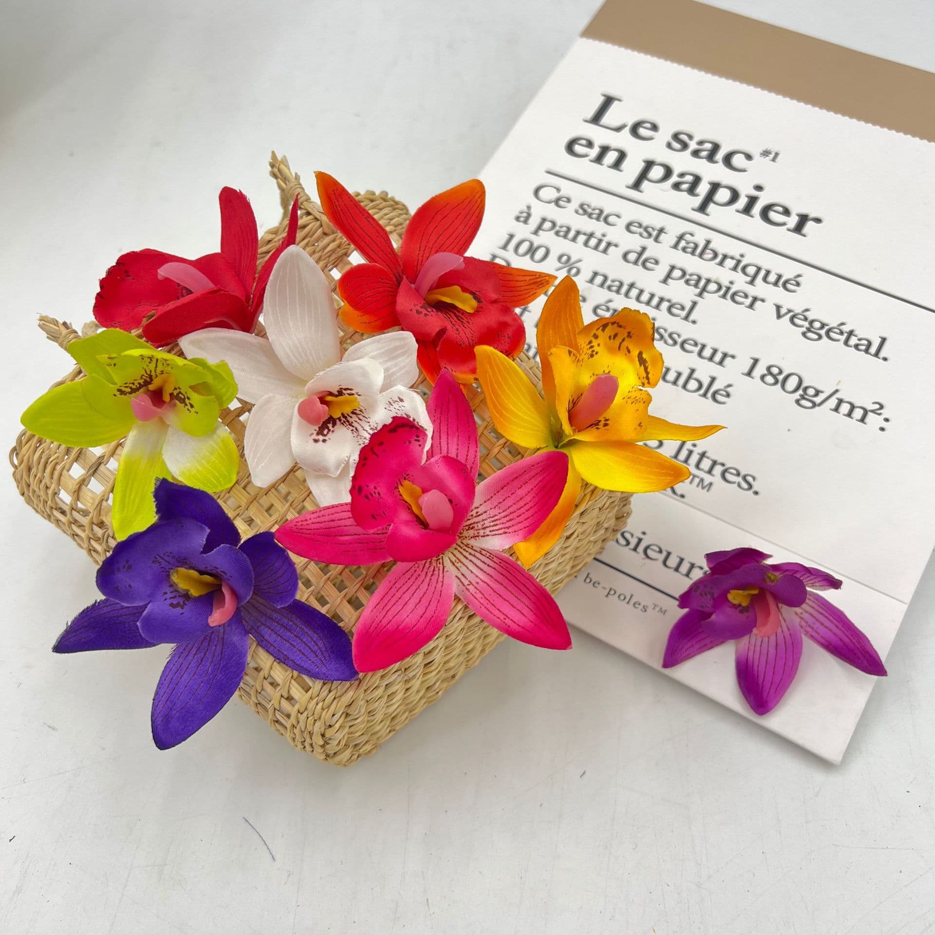 Factory Wholesale Artificial Flowers Seven-Color Ivory Orchid Small Flowers Wedding Decoration Fake Flowers Wholesale Artificial Headwear Fake Flowers