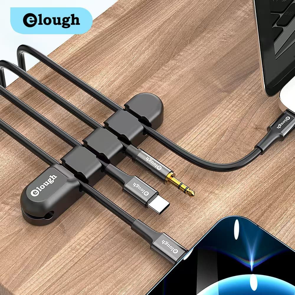 Elough Silicone Cable Organizer Data Cable Power Cord Desktop Cable Management Clip Phone Wire Holder