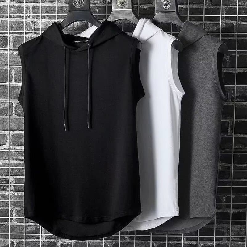 Men's Hooded Vest Sleeveless T-Shirt Hoodie Sweatshirt Vest Thin Layer Class Uniform Cross-Border Direct Supply