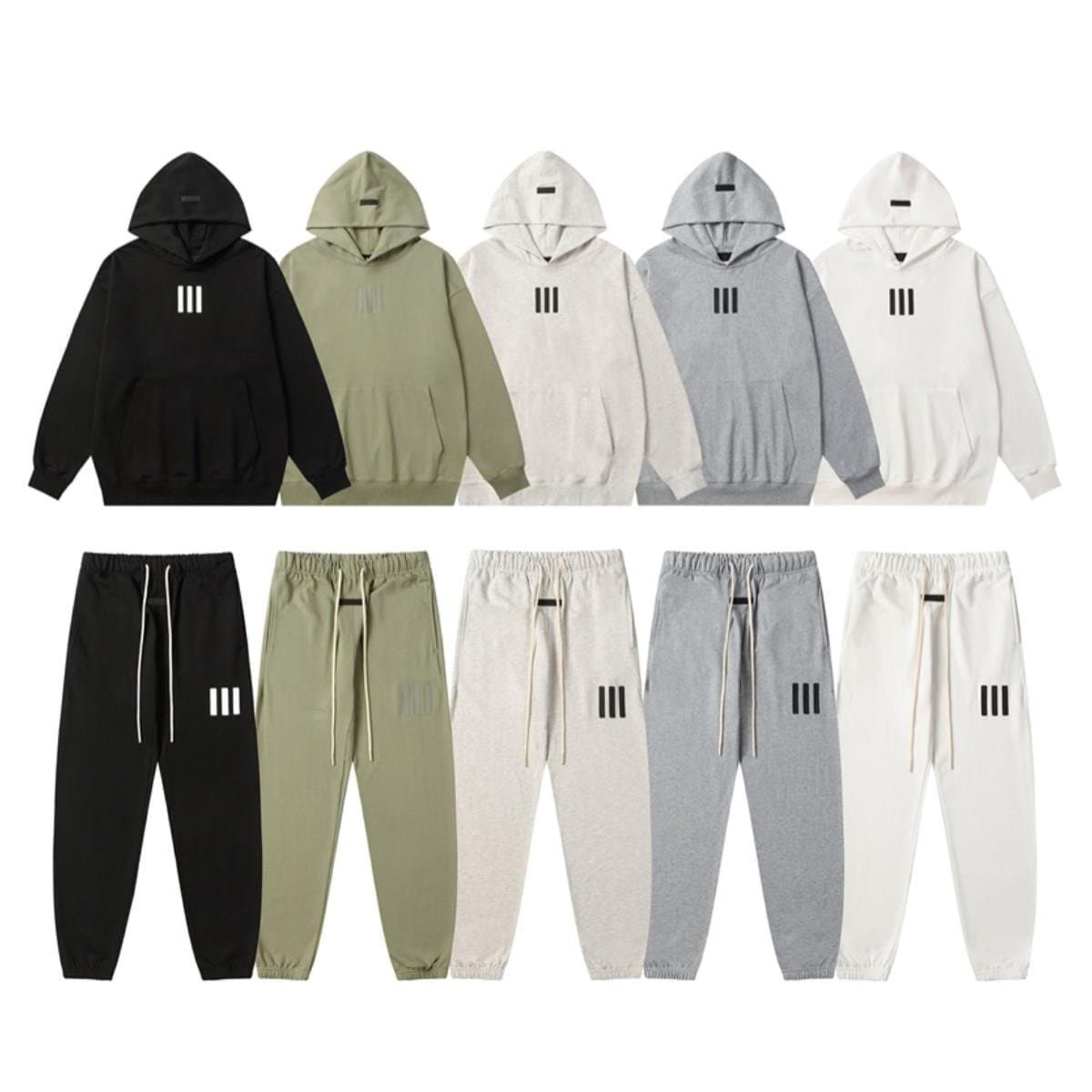 FOG Collaboration Three-Stripe ESSENTIALS Silicone Letter Print Set Loose Hoodie Casual Pants