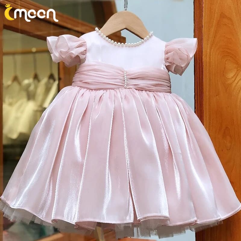 One year old baby girl dress 100 days baby birthday pink fashionable children's host princess dress girl dress