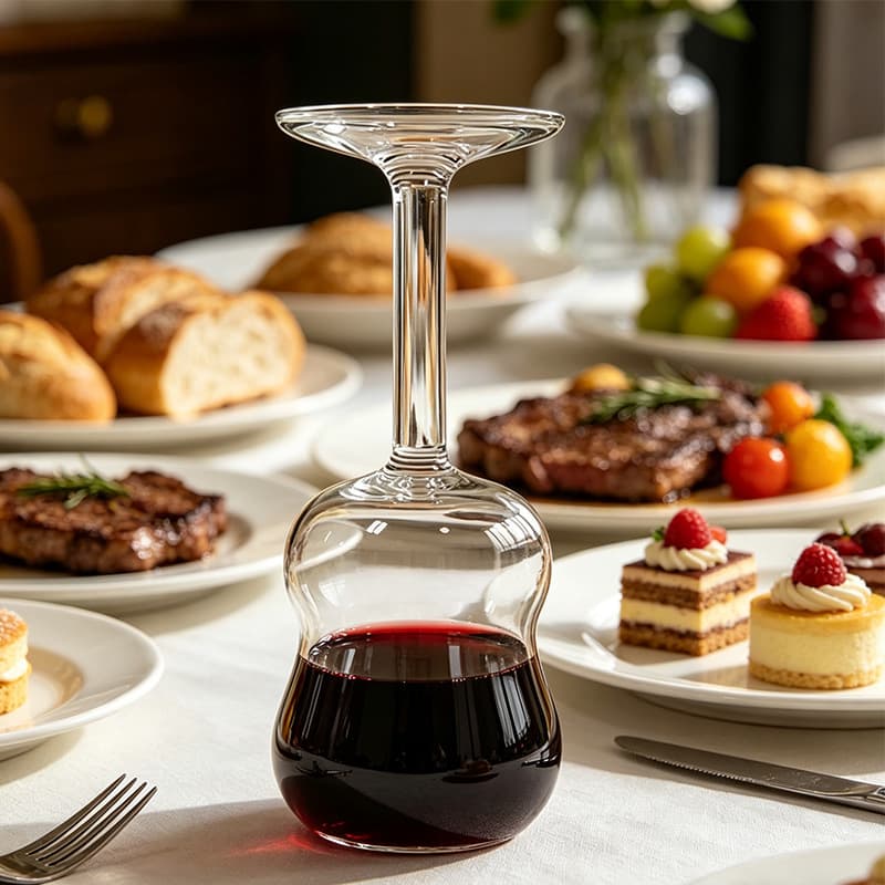 Creative special-shaped red wine glass, household inverted wine glass, glass goblet, light luxury fashionable upside-down cocktail glass
