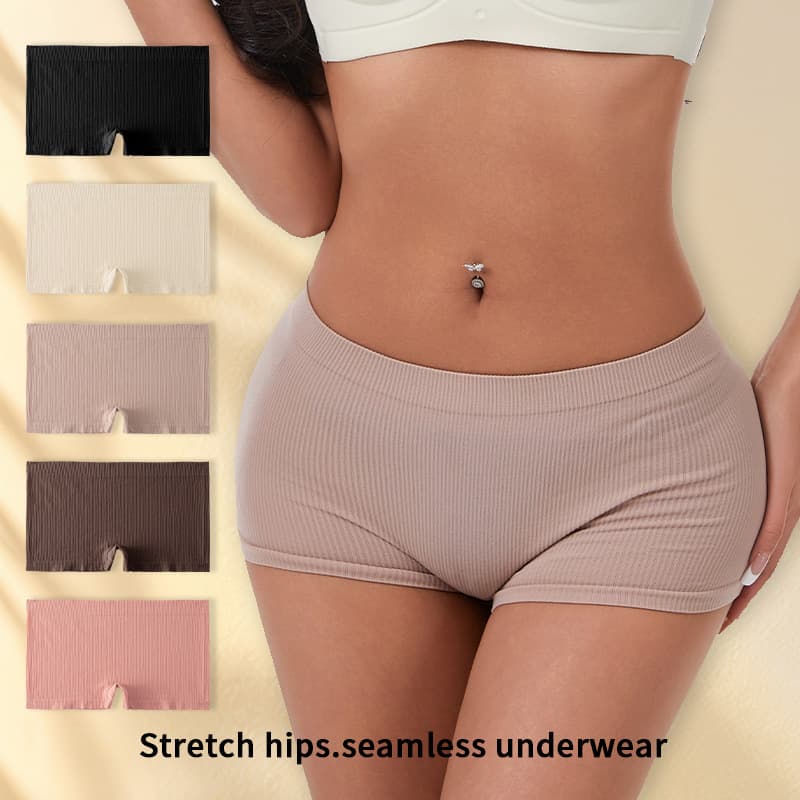 Women's Mid-Rise Ribbed Seamless Sports Fitness Shorts - Breathable European & American Style