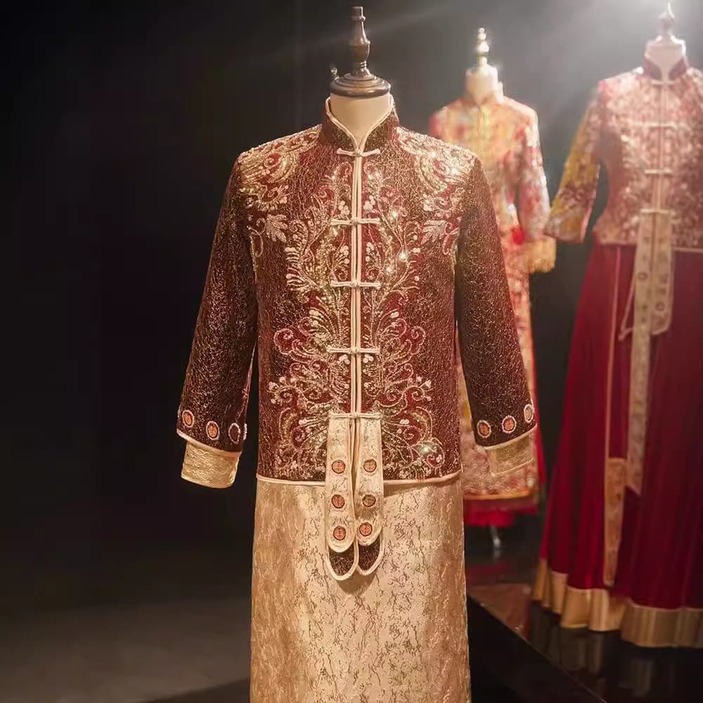 Groom Xiuhe Suit Chinese Wedding Attire Wedding Toast Dress Men's Formal Dragon and Phoenix Gown Ethnic Style Tang Suit