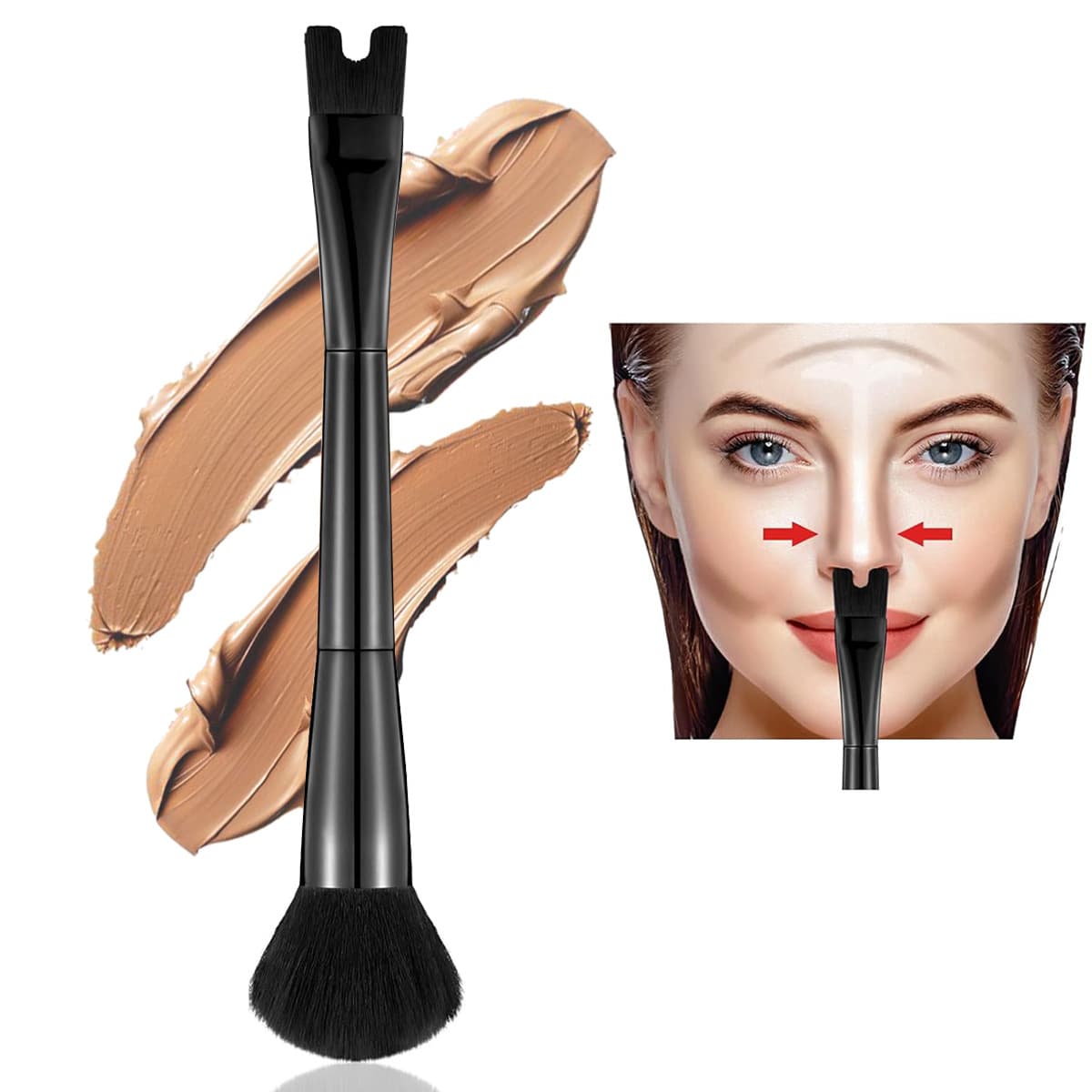 New Multi-Function Contour Brush, 2-in-1 Nose Shadow Brush, U-Shaped Nose Contour Brush, Blush Makeup