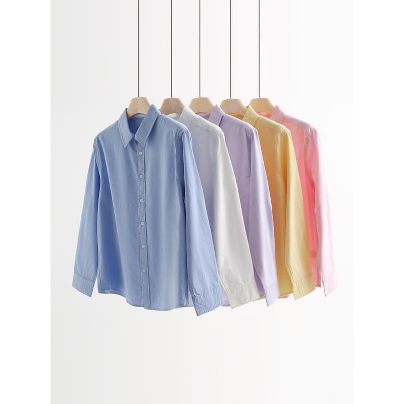 Ralph Lauren Colorful Practical Durable Long-Term Wear Layering Regular Fit 100% Cotton Solid Color Shirt Long Sleeve Top 2529