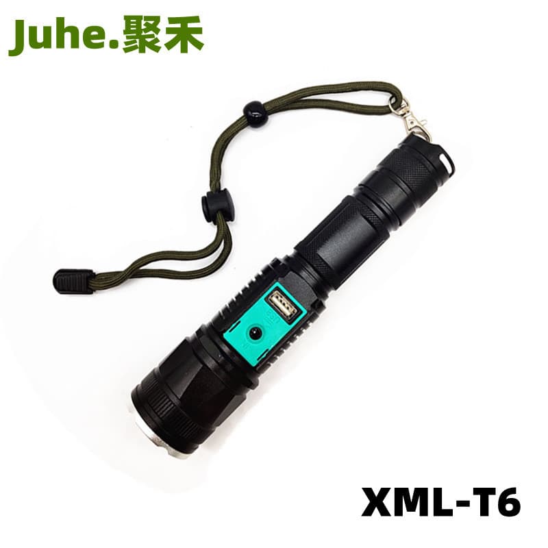 Mobile phone power bank flashlight, strong light aluminum alloy T6 lighting outdoor flashlight, 18650 battery flashlight