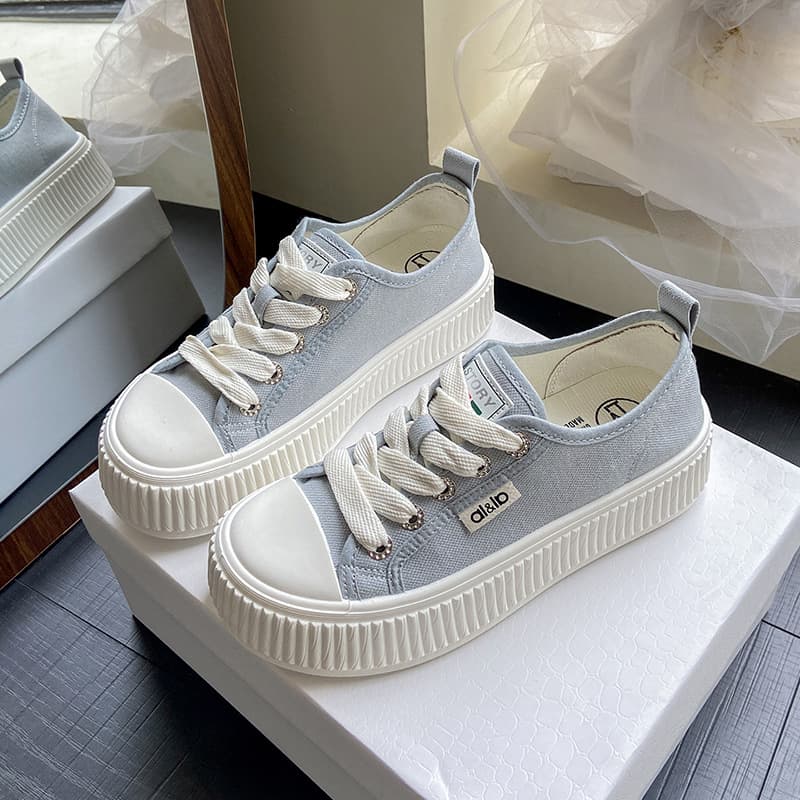 2026 New Fashion Casual Sneakers Thick Sole Canvas Shoes Women's Summer Breathable Anti-slip Wear-resistant German Training Shoes