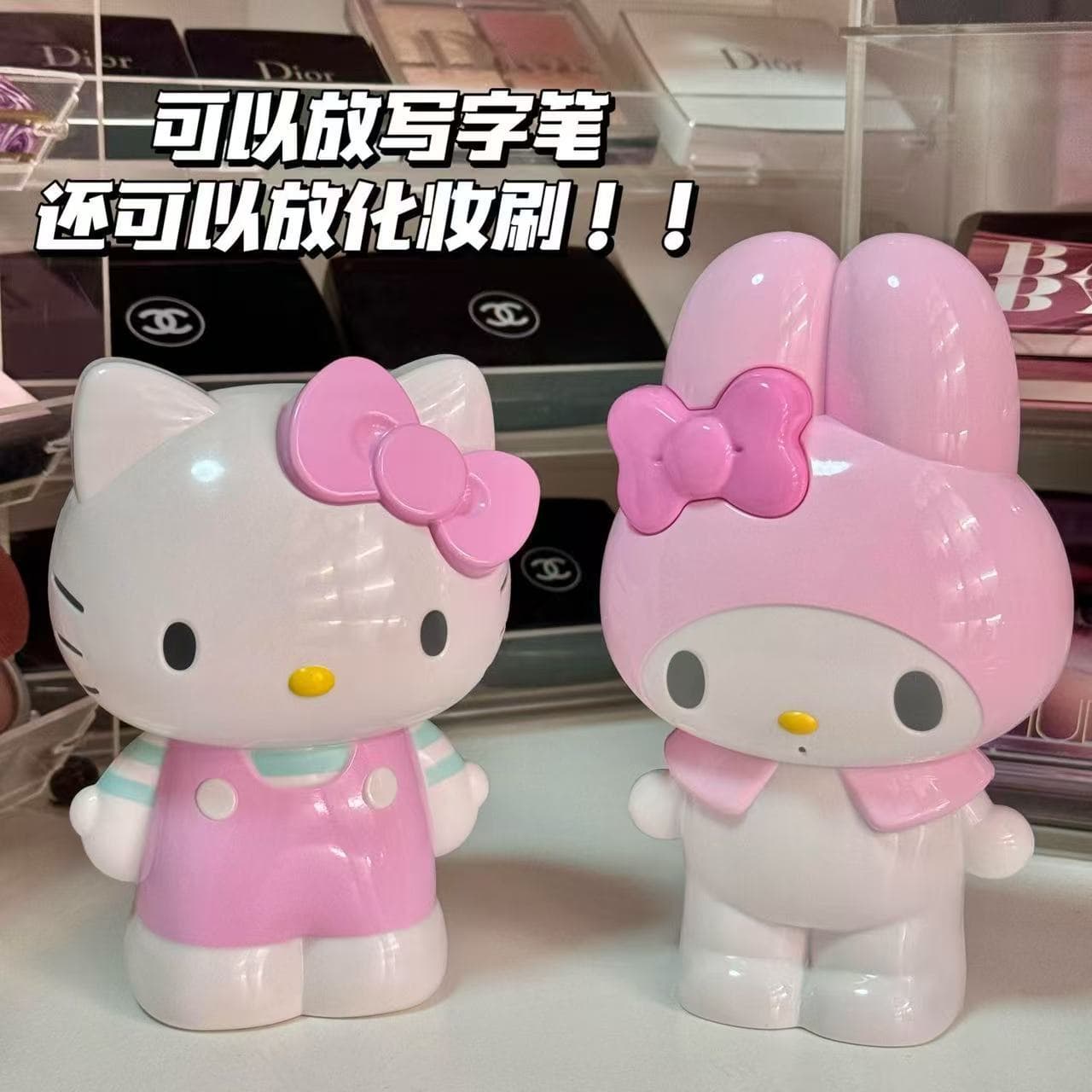 Sanrio Hello Kitty Pen Holder Stationery My Melody Makeup Brush Organizer Desktop Storage Decoration Gift