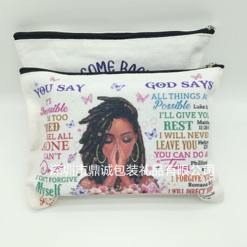 Thick canvas zipper bag wallet cosmetics jewelry cotton linen bag stationery pen bag satin gift portable gauze bag