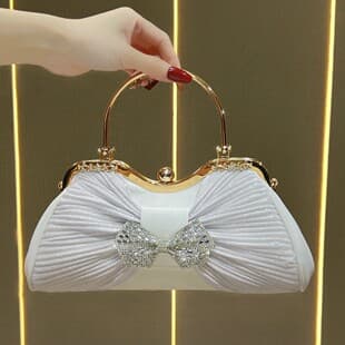 New Light Luxury Premium Exquisite Rhinestone Bow Tote Bag Versatile Sparkle Elegant Evening Bag Cross-Border Bag