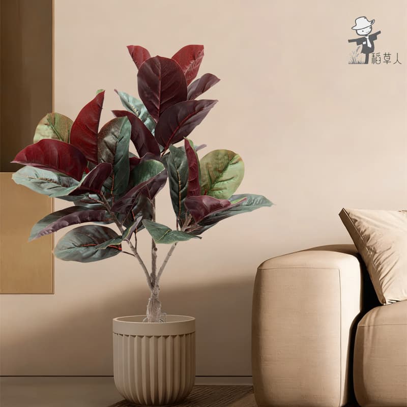 Nordic Minimalist Artificial Ficus Leaves Faux Greenery Small Potted Plant Ornament for Living Room Indoor Decoration Fake Plant
