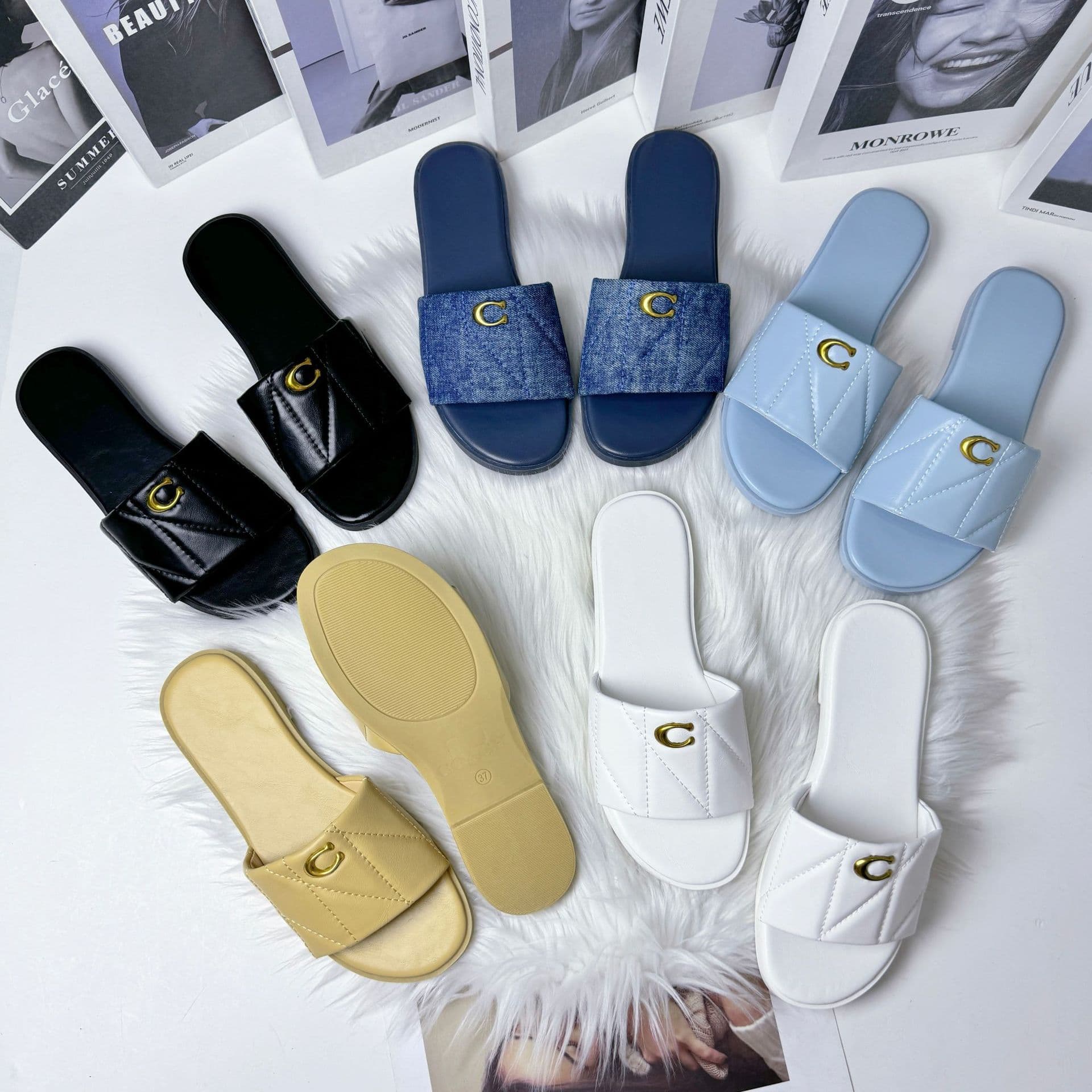 Cross-border Foreign Trade 2026 New ZAR European and American Fashion Slippers Macron Color C-Cordou Flat High-End Slippers