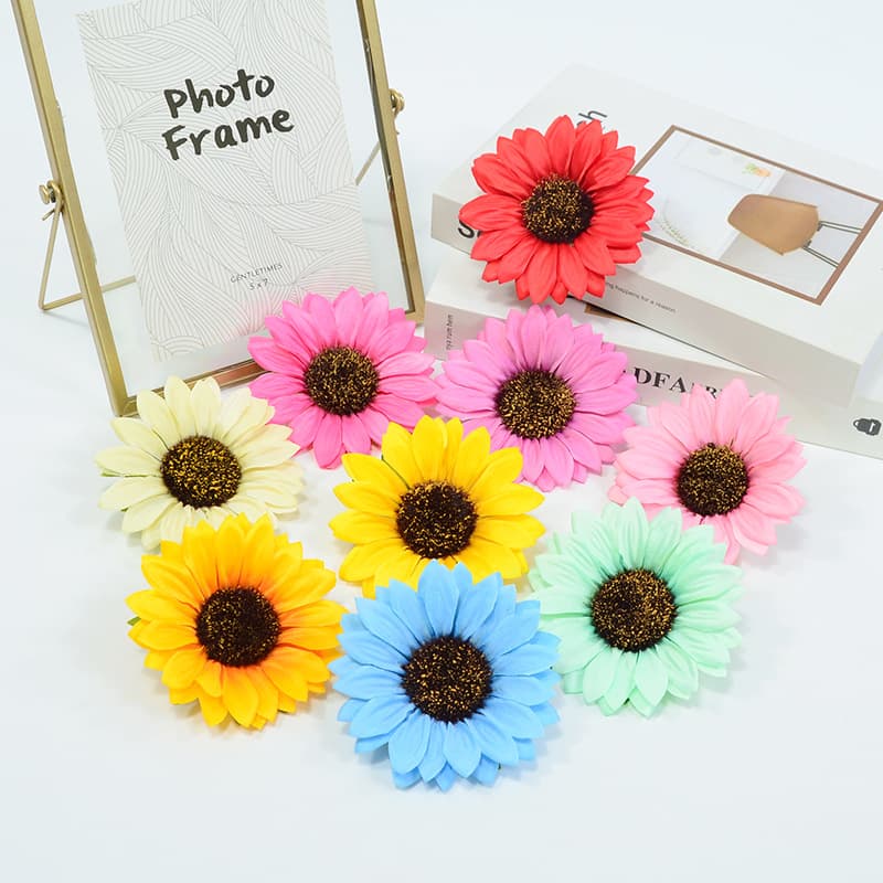 10cm Sunflower Wholesale Straw Hat Decoration Artificial Sunflower Door Lintel Garland Flower Arrangement