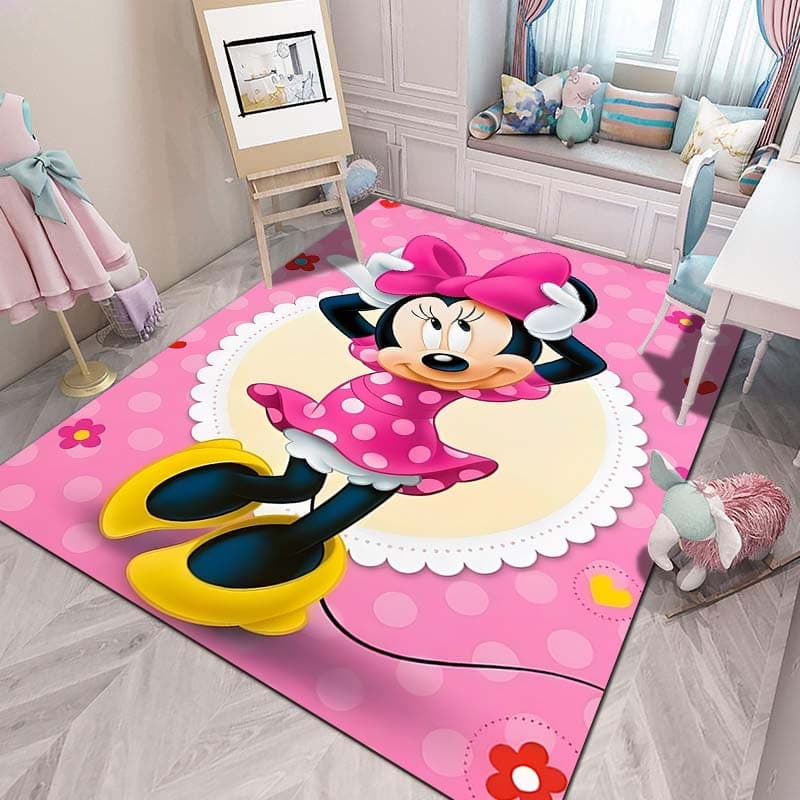 Minnie Mouse Printed Cartoon Carpet Rug for Home Living Room Bedroom Pink Room Decoration Non-Slip