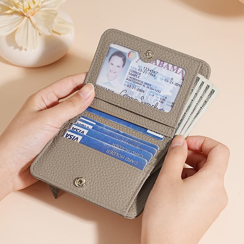 Mini RFID Leather Wallet for Women Simple Urban Style Zipper Coin Purse Card Holder Top Layer Cowhide Wallet Daily Use