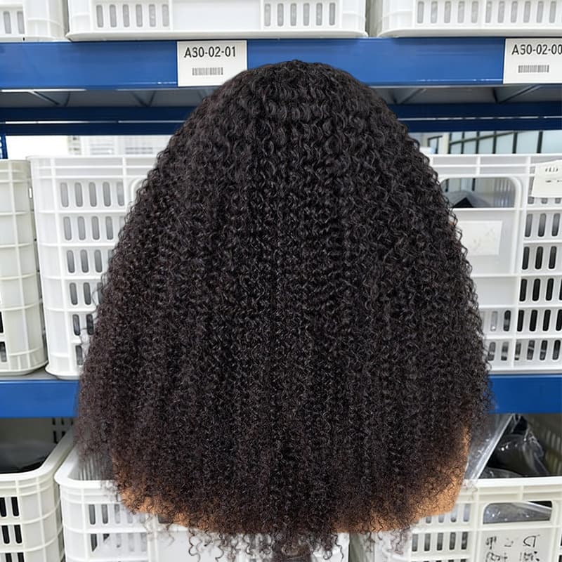 Strength factory own brand overseas warehouse delivery human hair wig Afro Curly V Part Wig