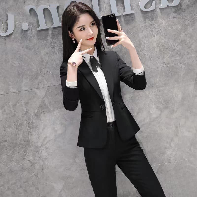 Autumn and Winter Business Suit Set for Hotel Front Desk Manager, Sales Office, Beauty Salon, Jewelry Store Women's Workwear