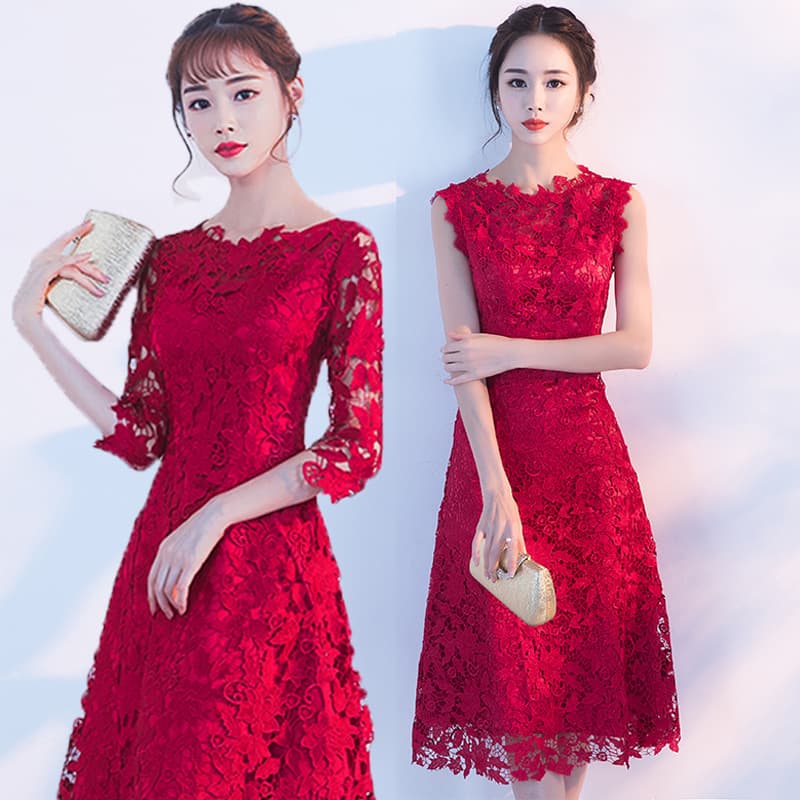 Wine Red Wedding Toast Dress Bride 2025 New Autumn Daily Wear Marriage Engagement Dress Women Return Banquet Gown