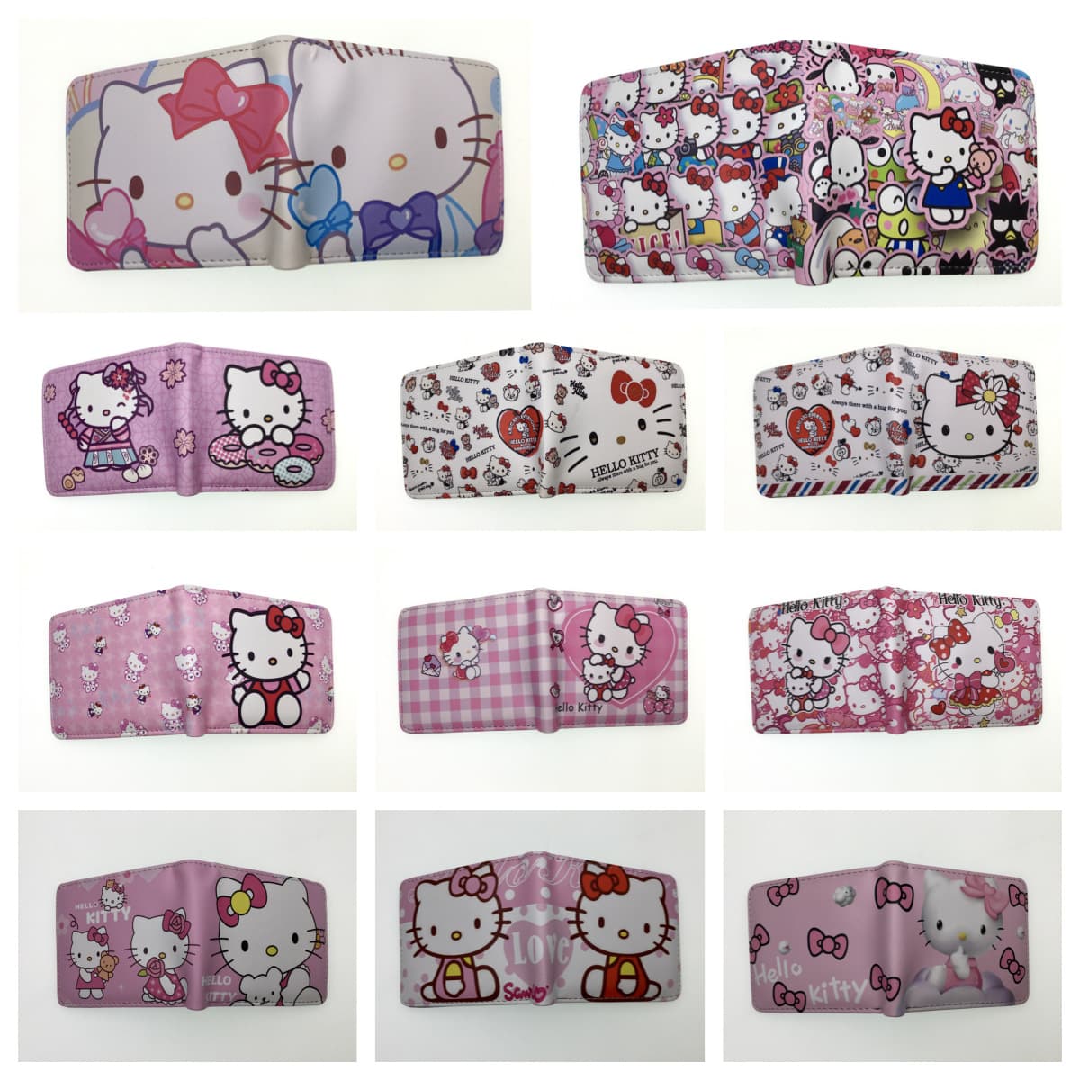 Cute Hello Kitty Short Wallet Cartoon Girl Zip Coin Purse Kitty Card Holder Hello Kitty