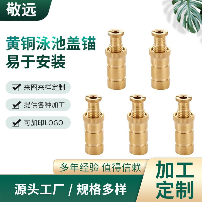 Brass Pool Cover Anchor for Concrete and Paver Deck 1.91cm Hole Above Ground Pool Safety Cover
