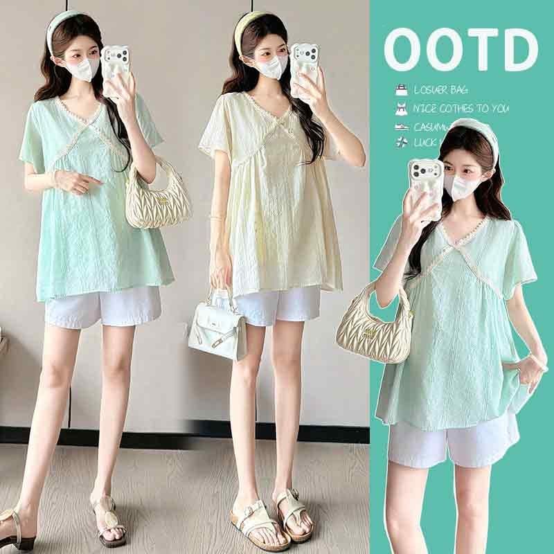 New Summer Babydoll Top: Light and Loose Fit, Slimming, Fashionable, Versatile, Maternity-Friendly, Youthful Style