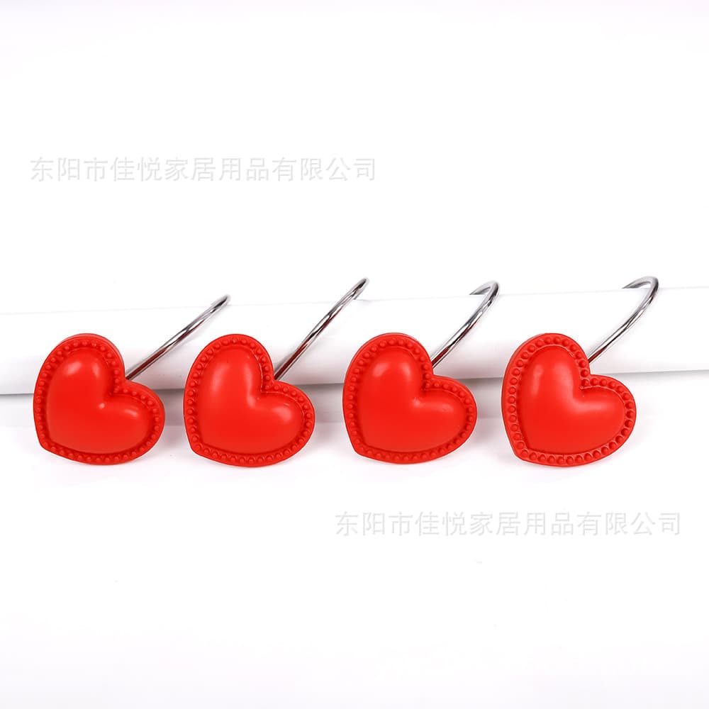 12-piece resin heart-shaped shower curtain hook, curtain hook, shower curtain hook, door curtain hook