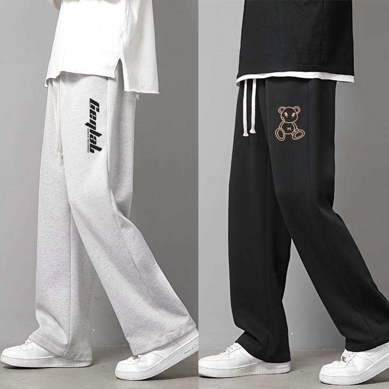 Running Casual Pants Sweatpants Men's Black Pants Summer New Spring Drawstring Sports Pants Loose Straight Versatile