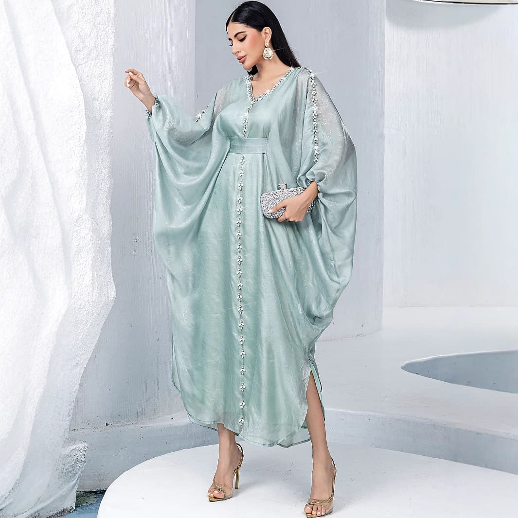 BA5168 Amazon All-Season Commuter Batwing Dress with Chiffon and Rhinestone Elegant Long Gown