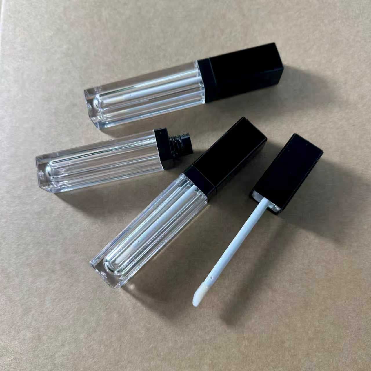 Factory Direct Stock Minimalist 7-8ml Transparent Square Tube DIY Lip Gloss Lip Mud Concealer Empty Tube Customizable with Logo